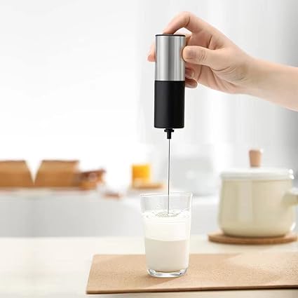 Electric Milk Frother Handheld for Coffee, Frappe, Latte, Matcha, Hot Chocolate, Stainless Steel Mini Foamer