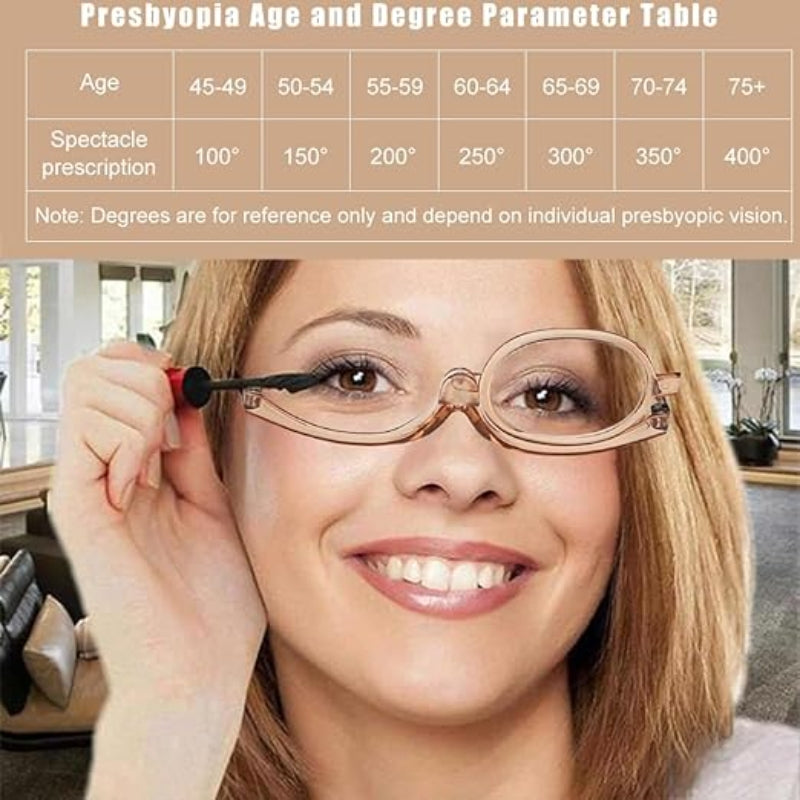 Enlarge Makeup Glasses, 180 Degree Fold Glasses Rotate Portable Fold Down Magnify Glasses Spring Hinge For Eyeliner